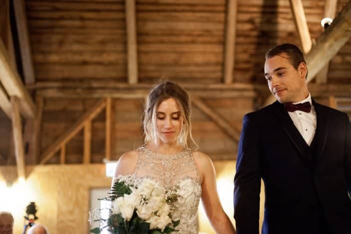 bride and groom walking down the aisle