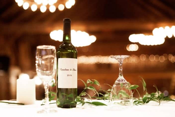 bottle of wine on table - our cozy fall wedding