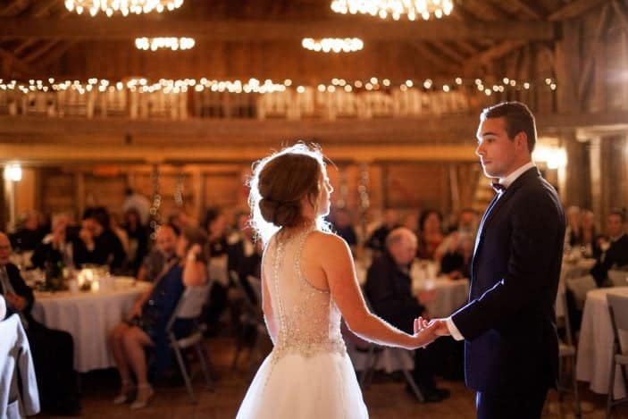 bride and groom preparing for first dance