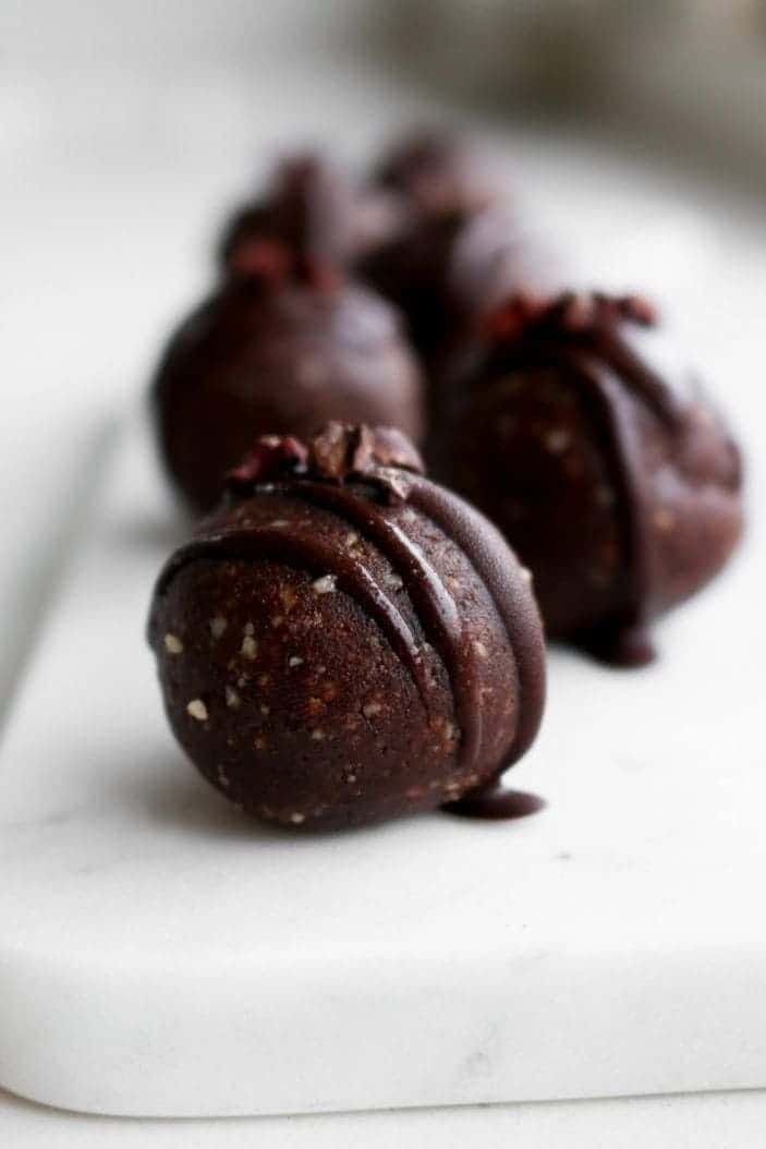 Dark Chocolate Mint Truffles, Sweetened with Dates