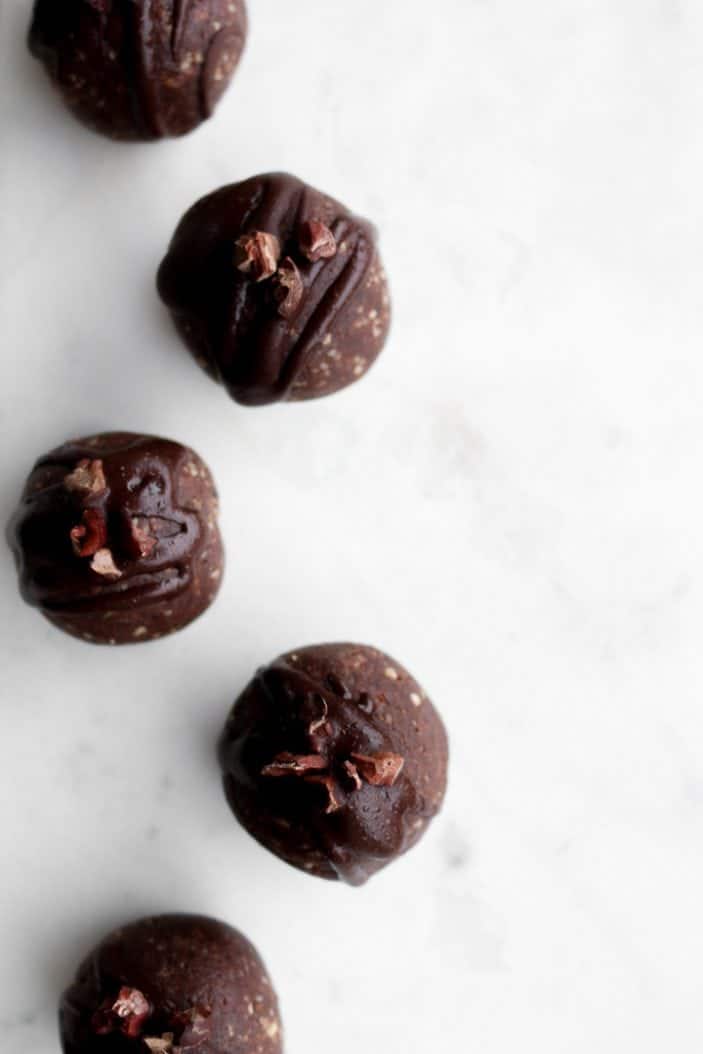 dark chocolate mint truffles from the top