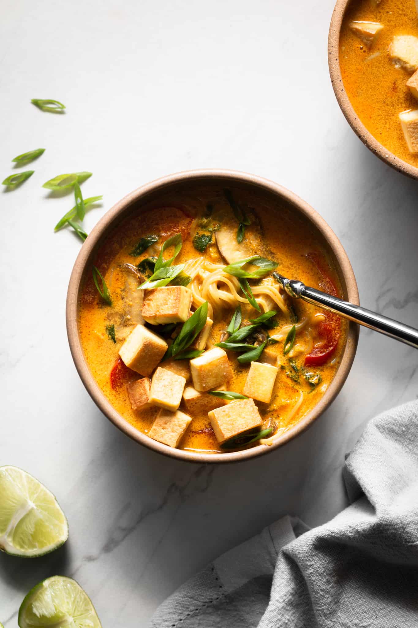 vegan comfort food dinner recipes - curry ramen in a bowl