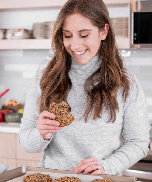 Caroline eating cookie - self-care