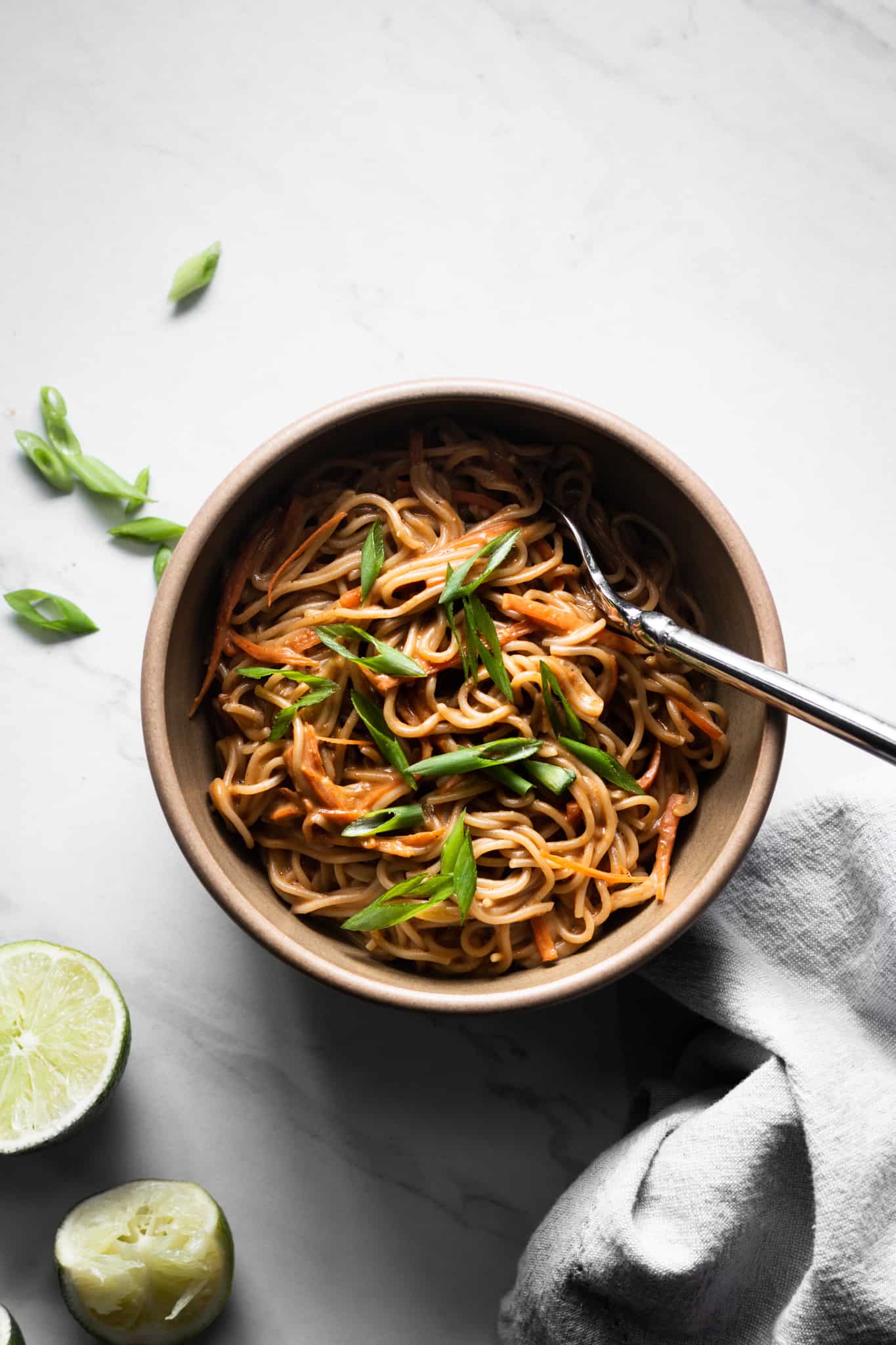 peanut noodles in a bowl