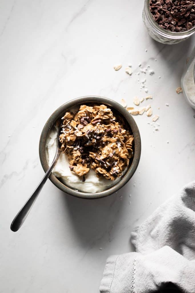 granola power bowl from the top