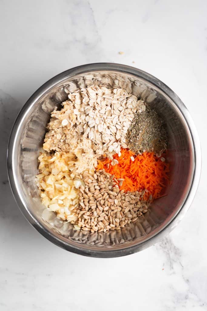 carrots, seeds, oats in a bowl