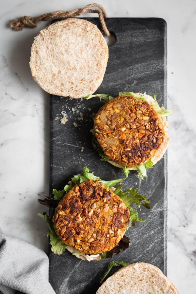 chickpea burgers opened from the top