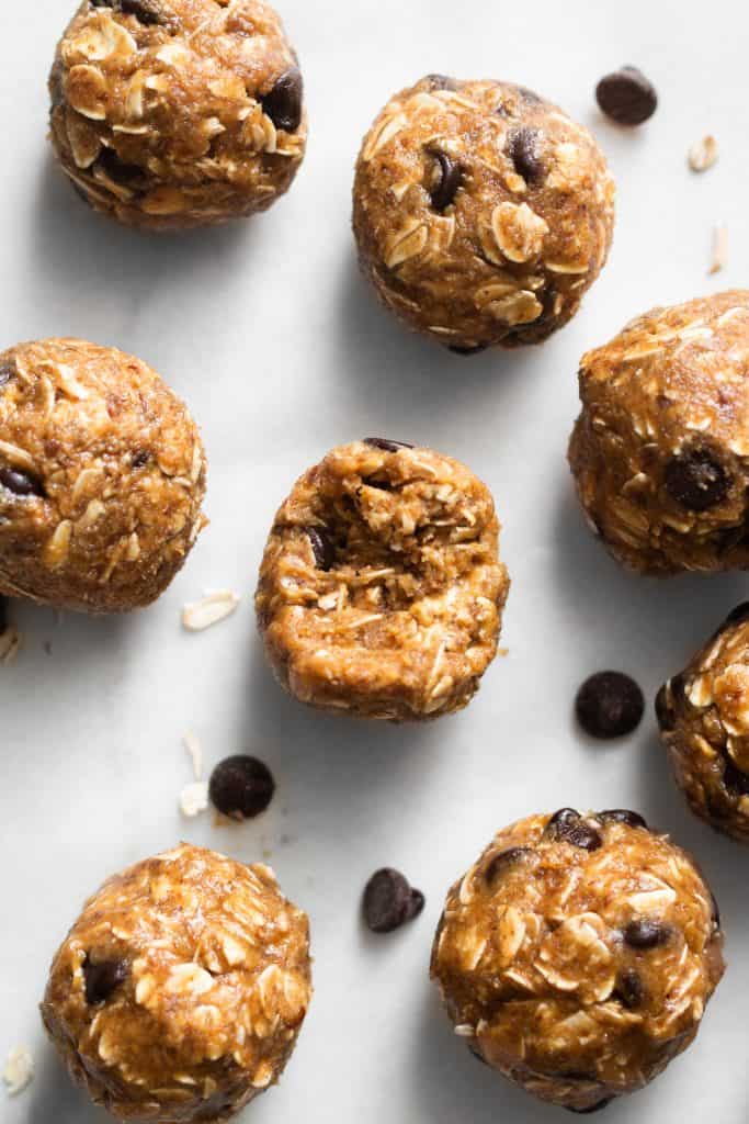 peanut butter energy bites from the top