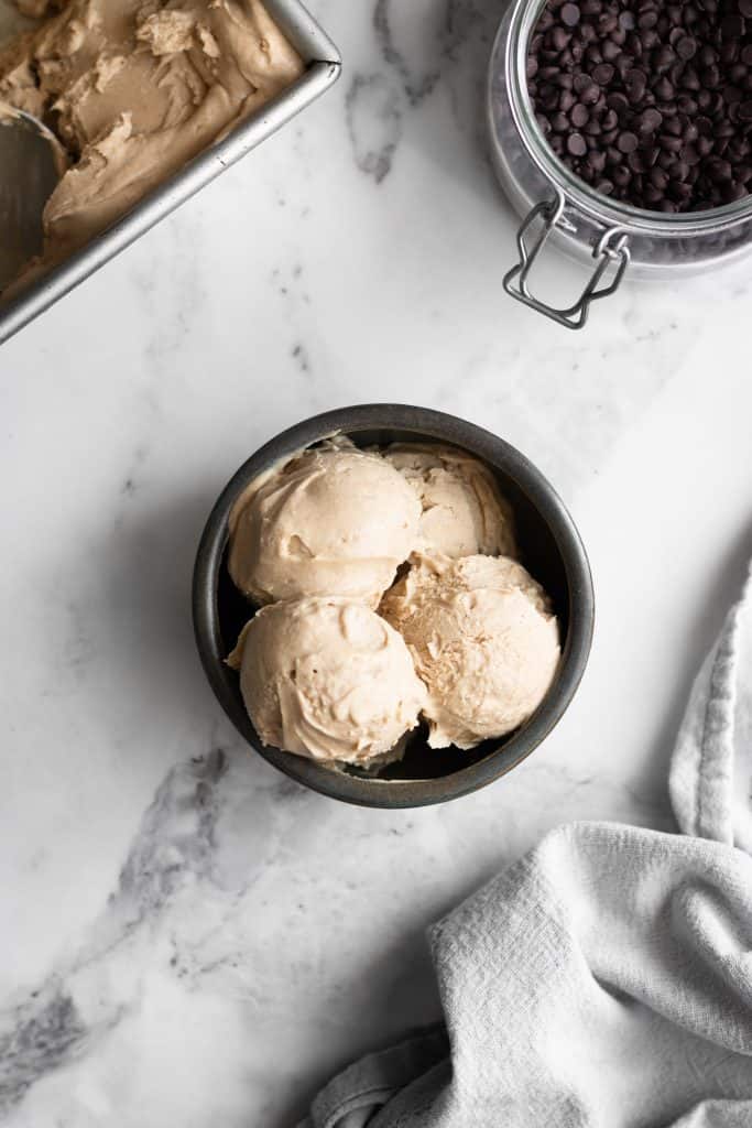 chickpea-nut butter ice cream from the top