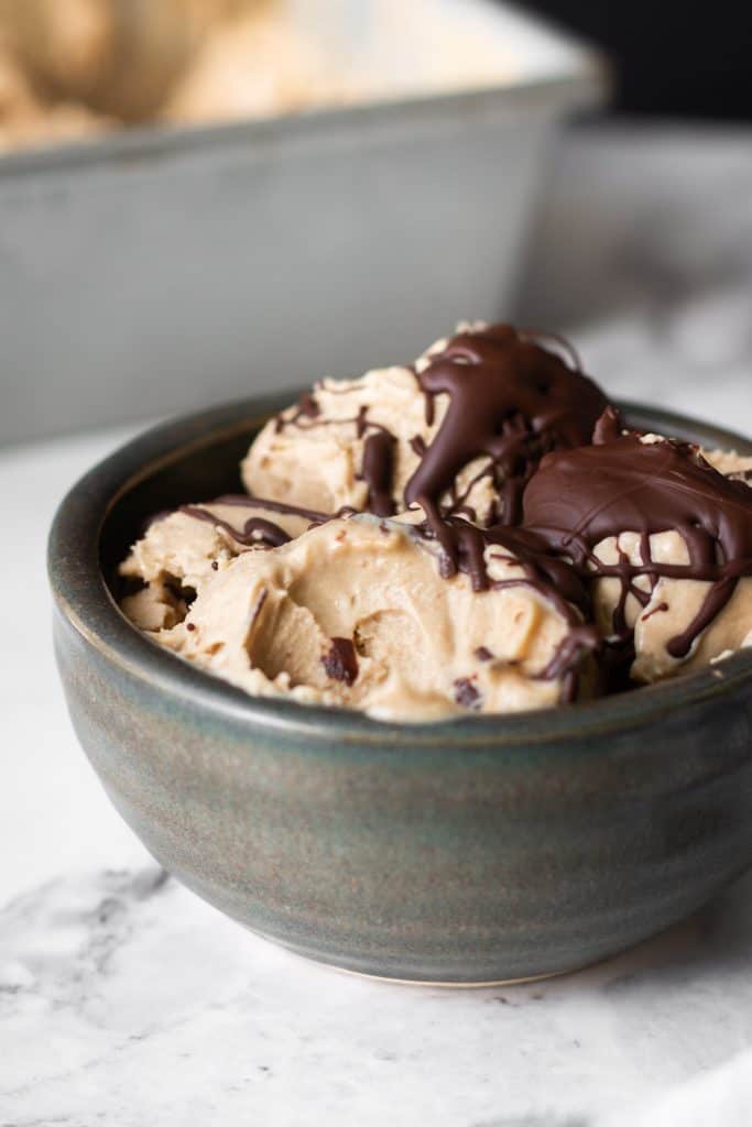 ice cream with chocolate closeup