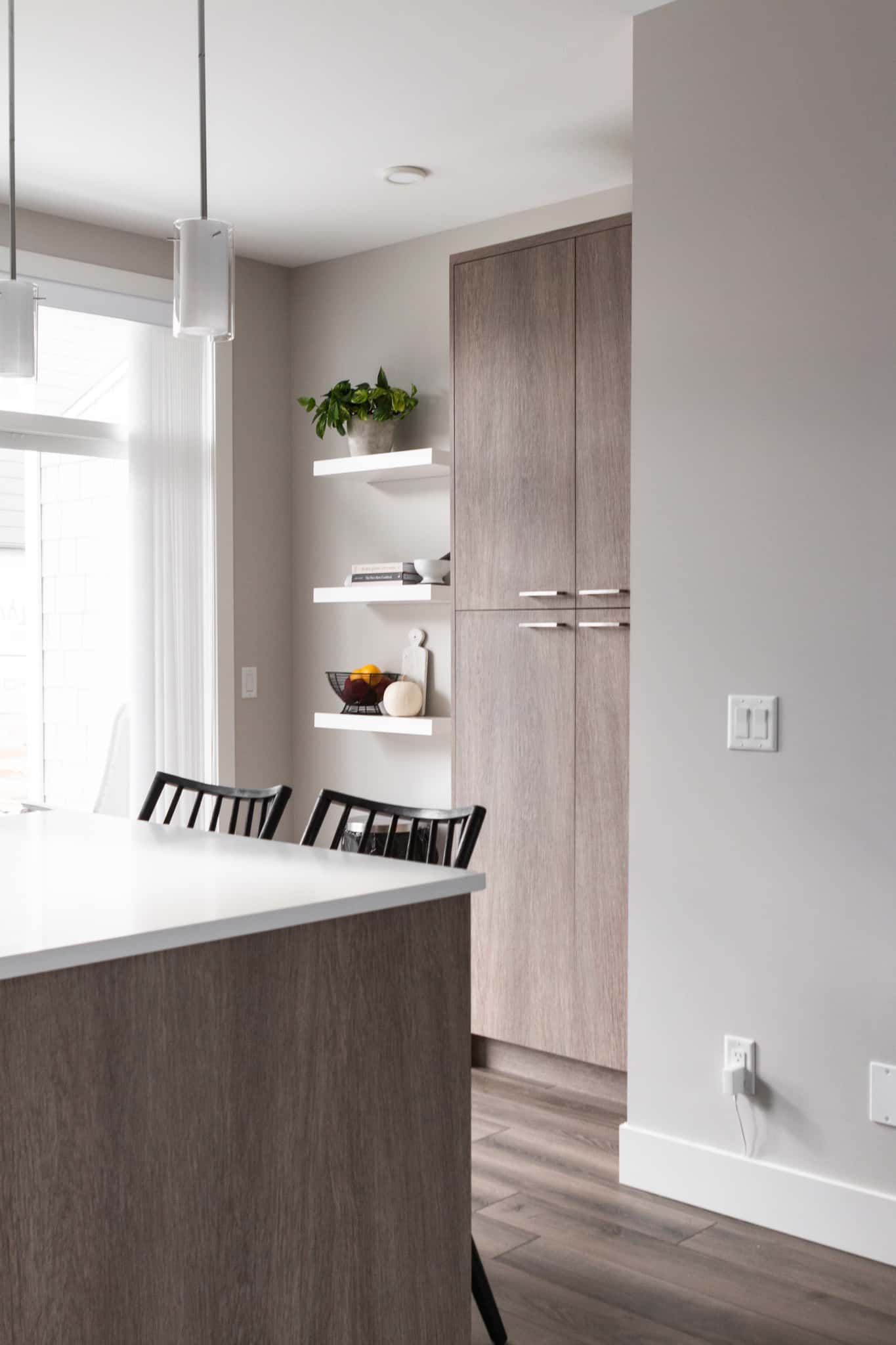 pantry and floating shelves