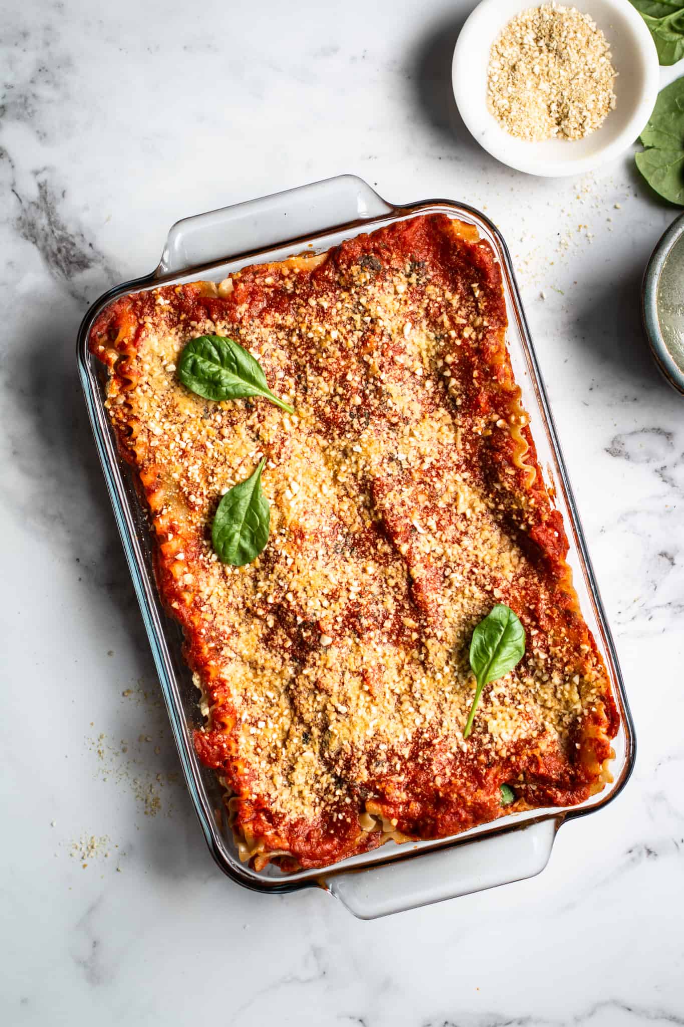 vegan lasagna from the top