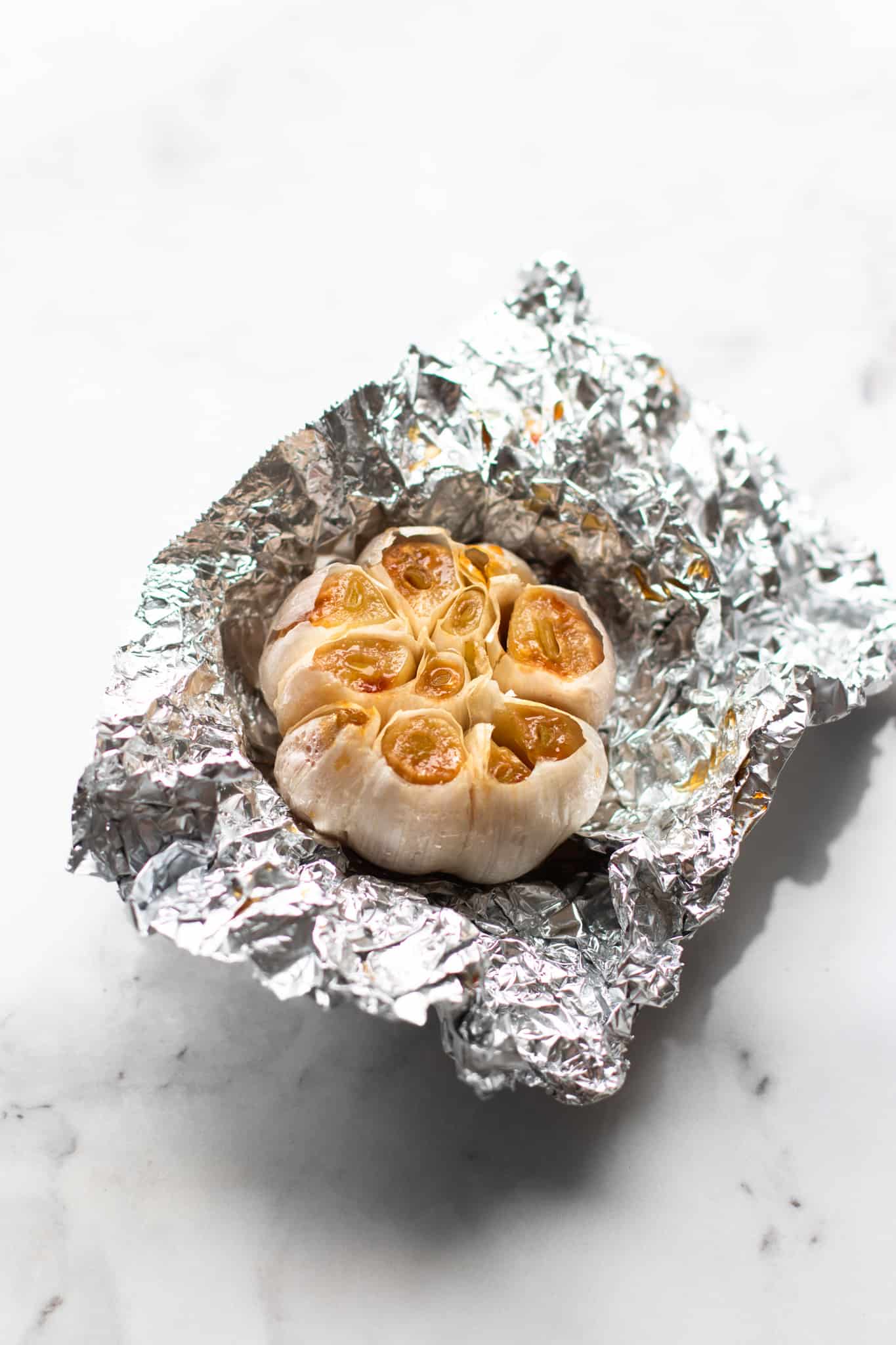 roasted garlic in foil