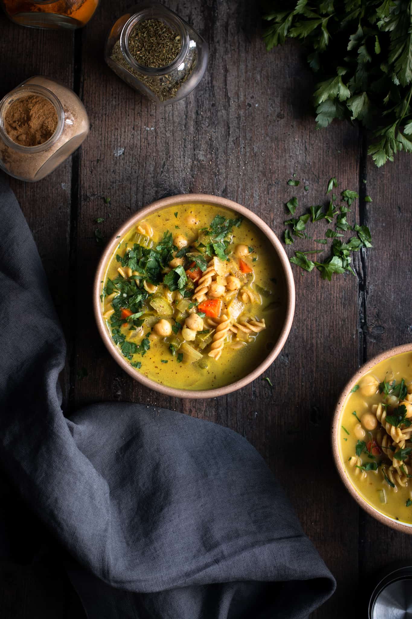 noodle soup in bowls