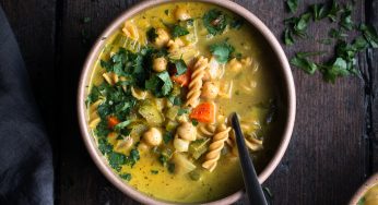 Creamy Chickpea Noodle Soup (Vegan)