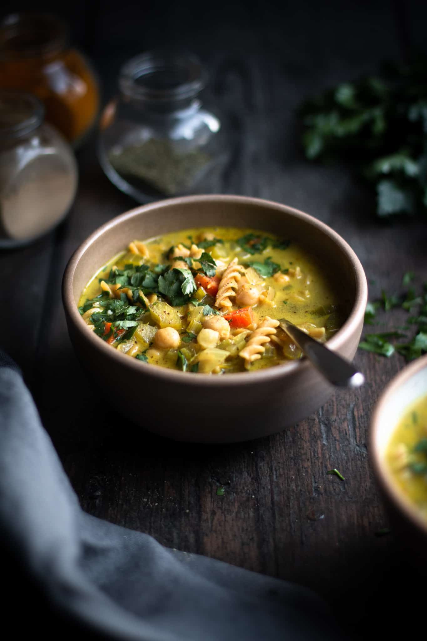 noodle soup in a bowl from the side