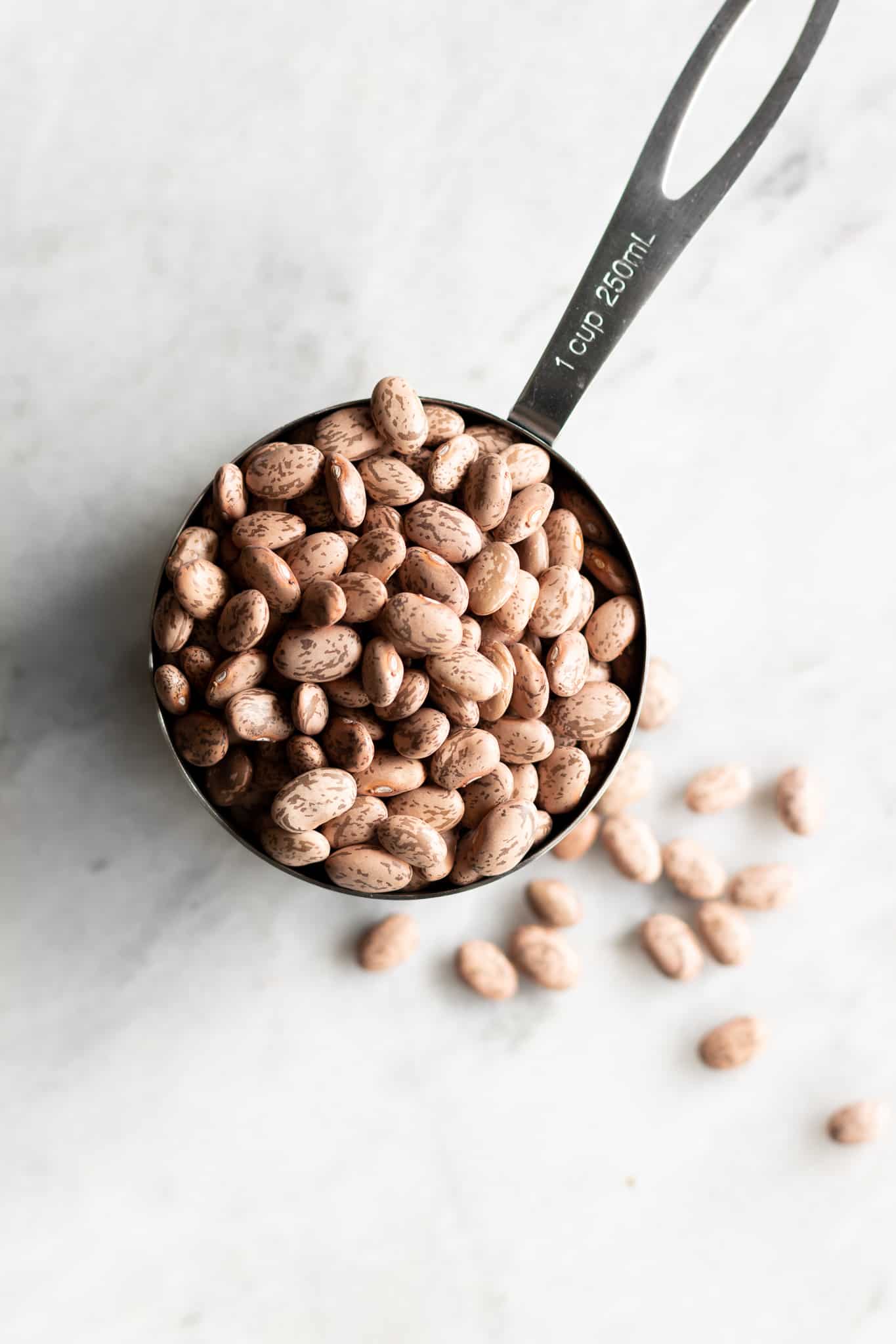 beans in a measuring cup