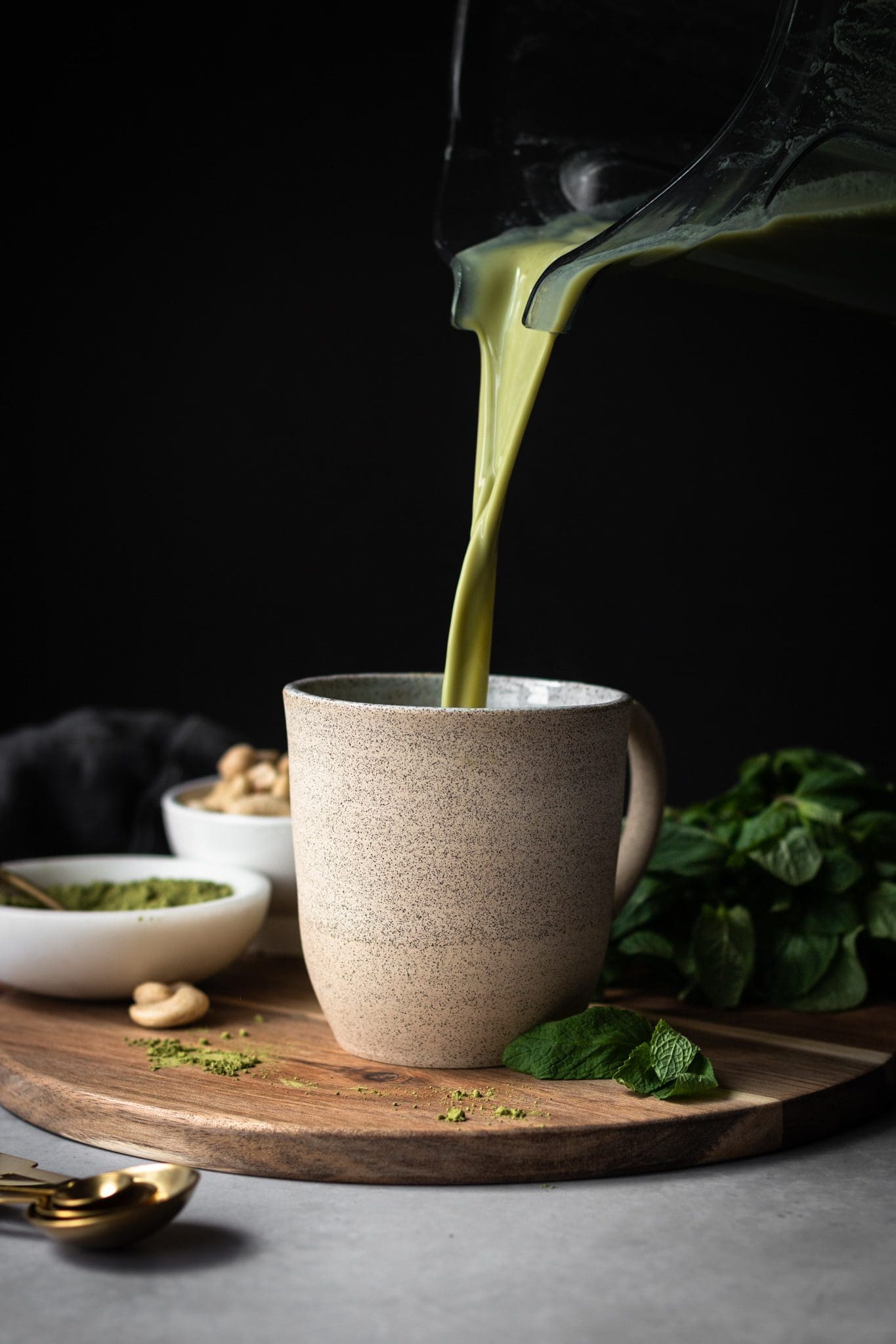 matcha latte poured in a cup