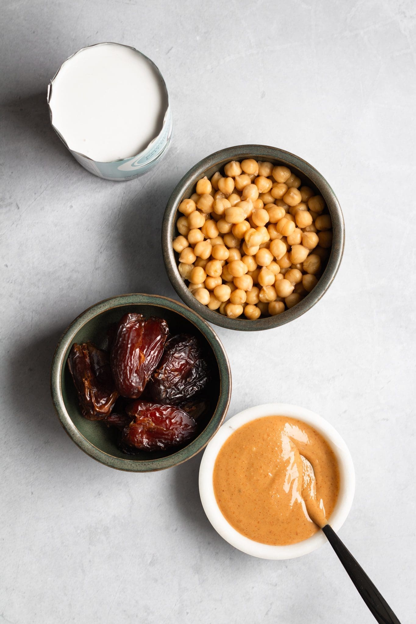 chickpeas, peanut butter, dates and coconut milk