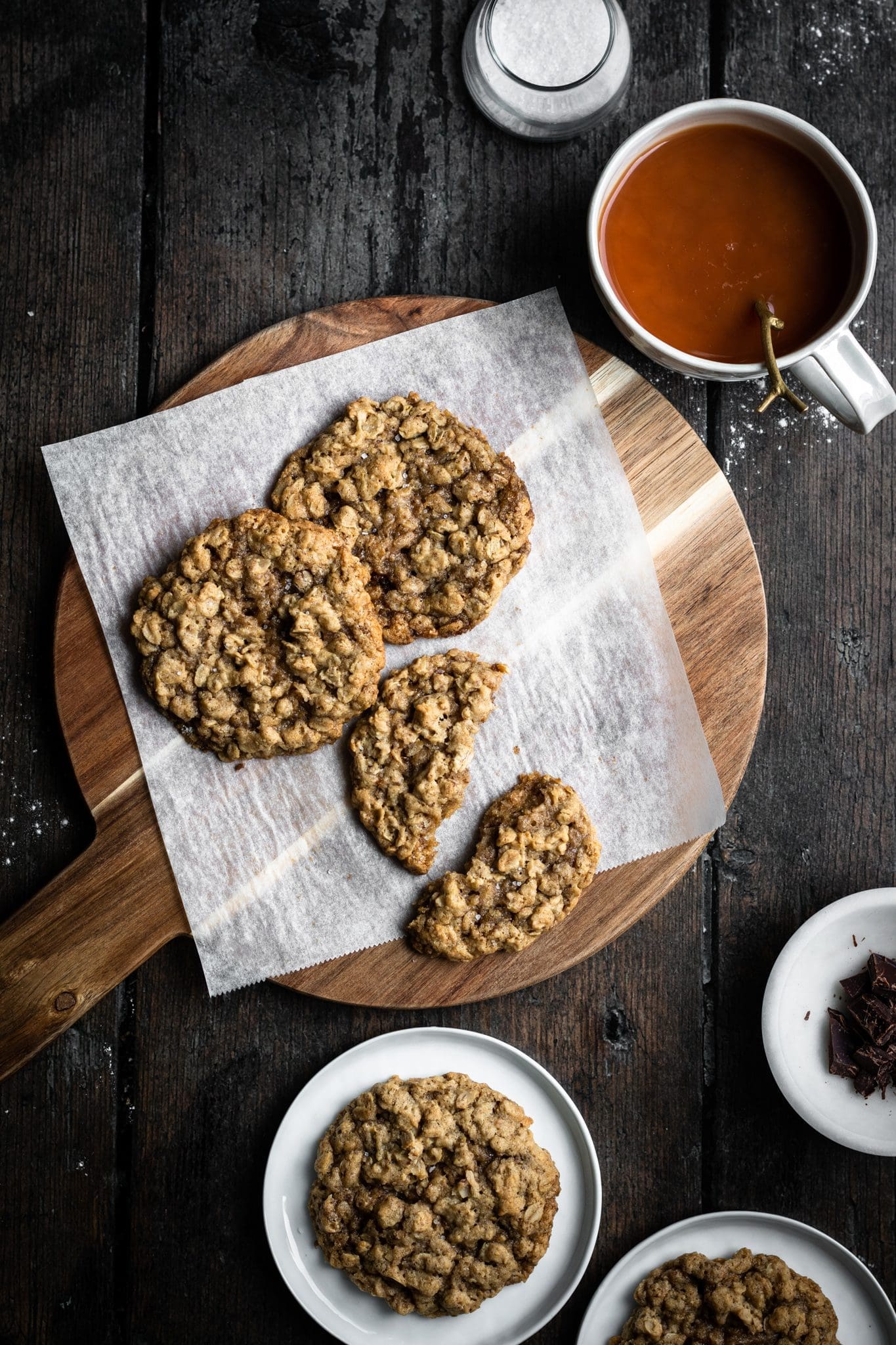 vegan oatmeal cookies on a cutting board