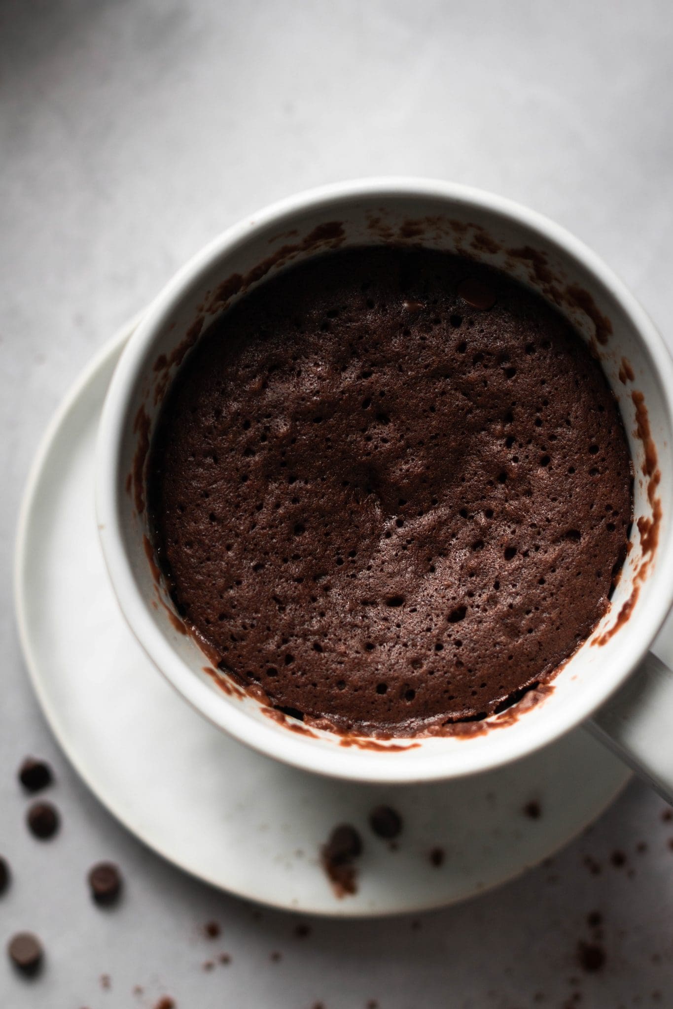 chocolate mug cake closeup