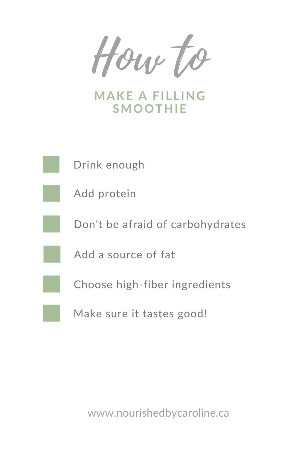 list of tips on how to make a filling smoothie