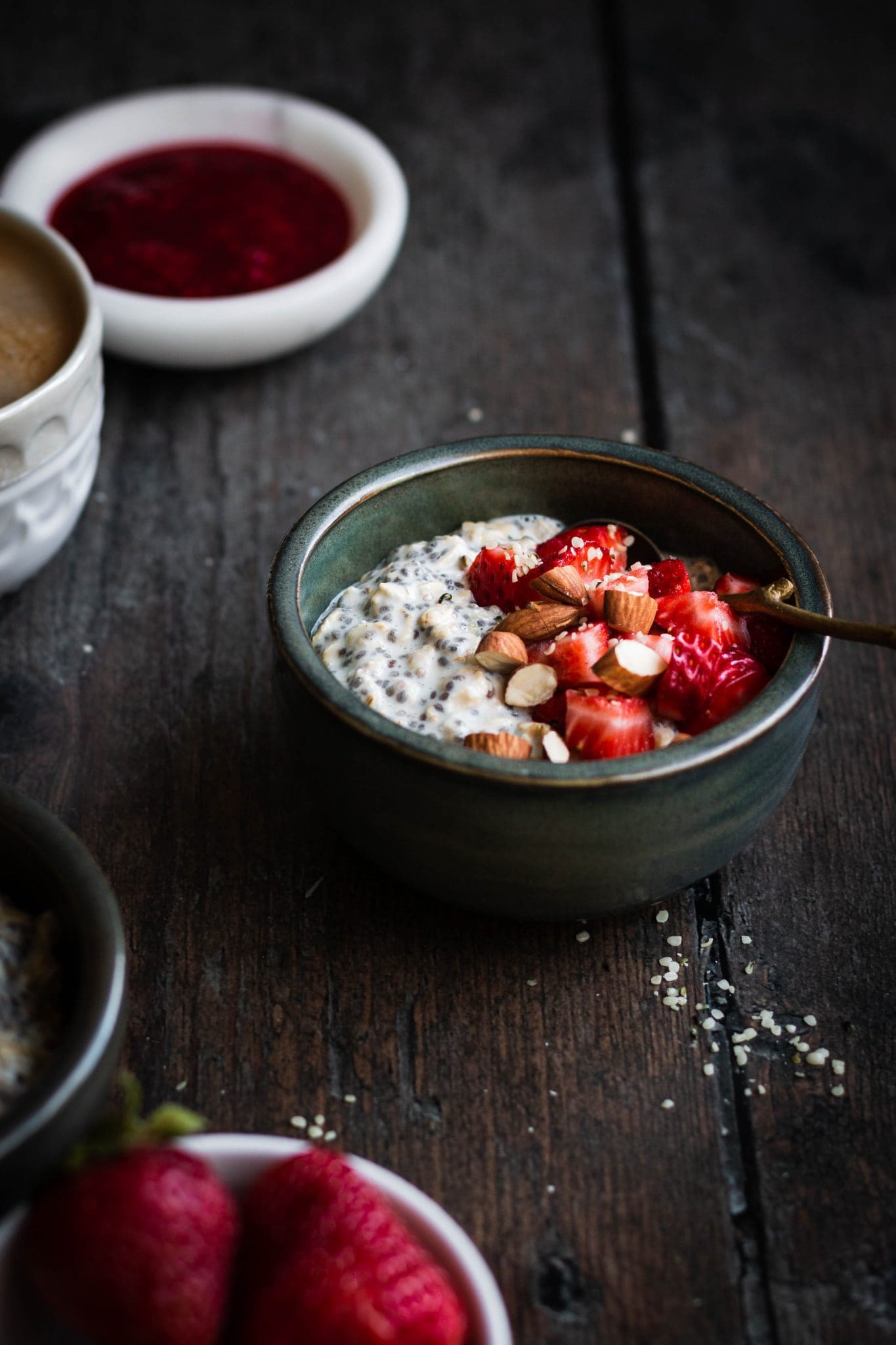 overnight oats in a bowl with berries