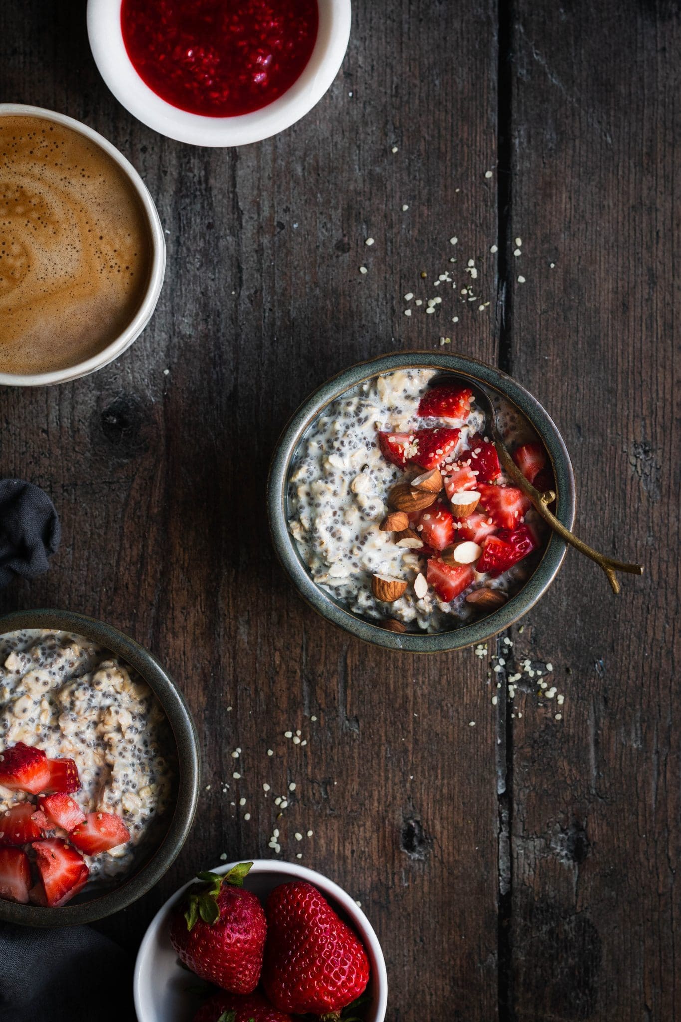 overnight oats in a bowl with berries