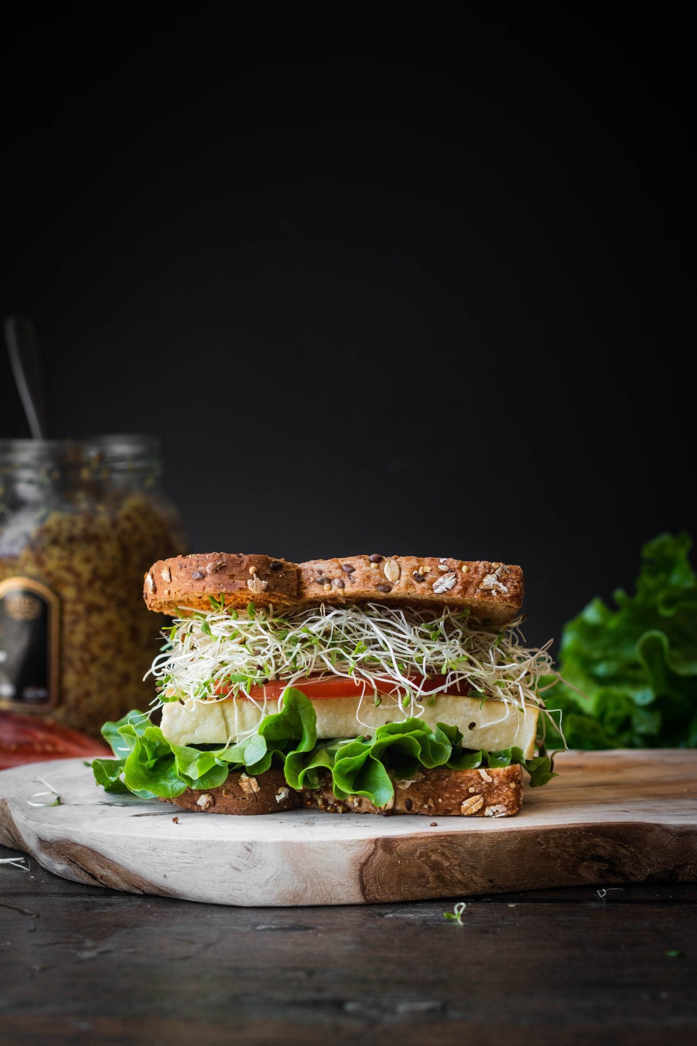 easy vegan tofu sandwich from the side