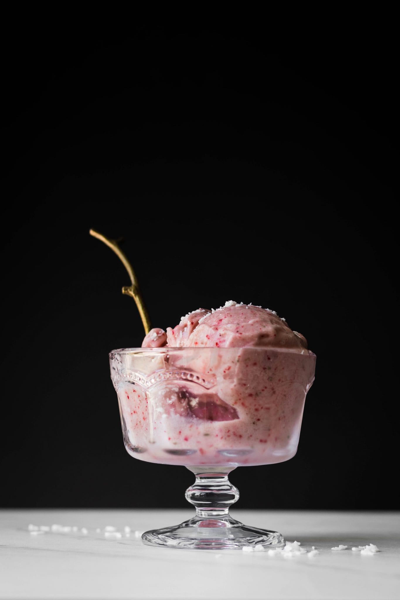 strawberry banana ice cream in a bowl