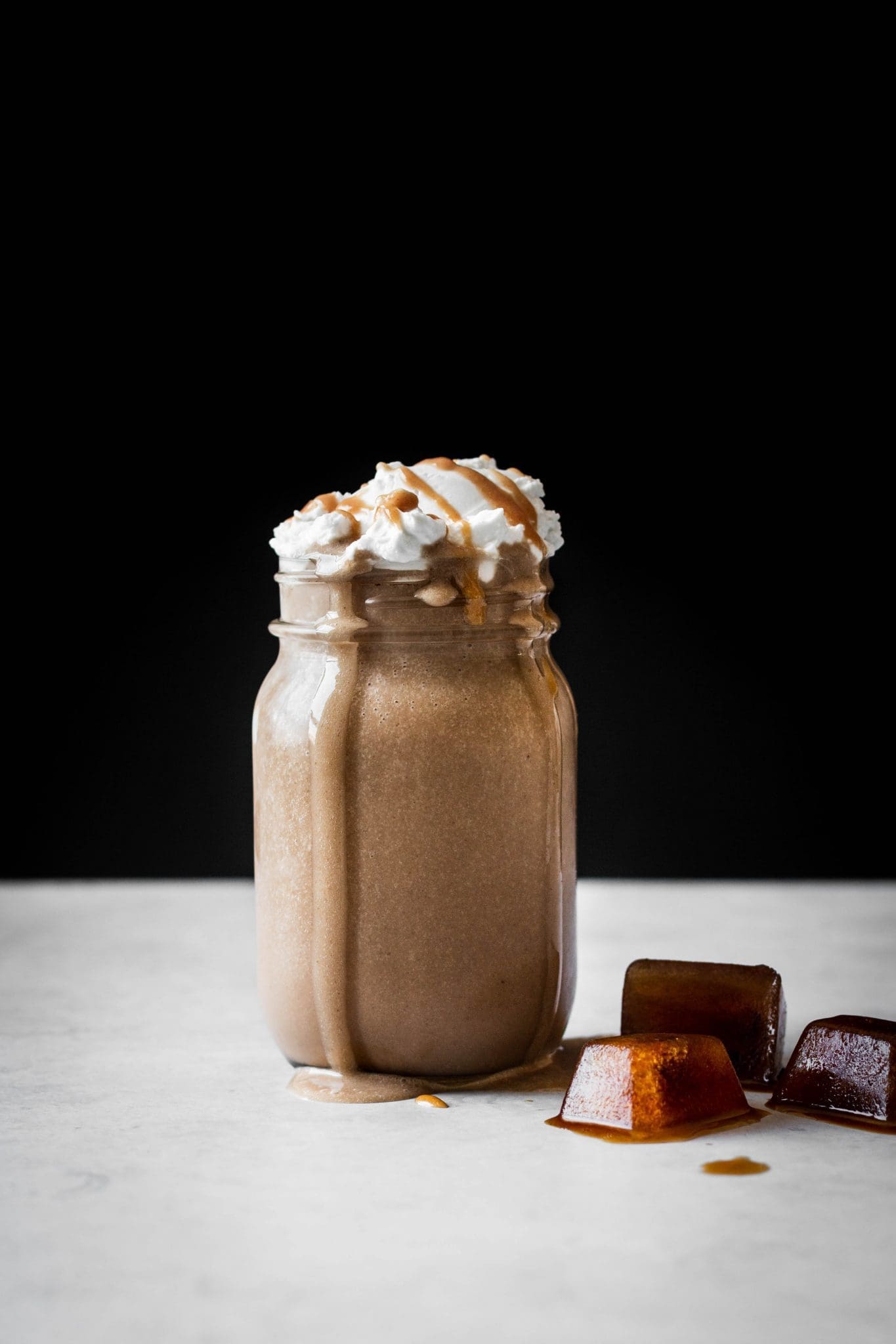vegan caramel Frappuccino in a jar
