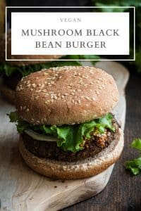 vegan mushroom black bean burger pin