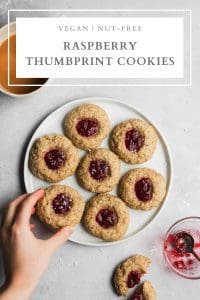 vegan raspberry thumbprint cookies pin