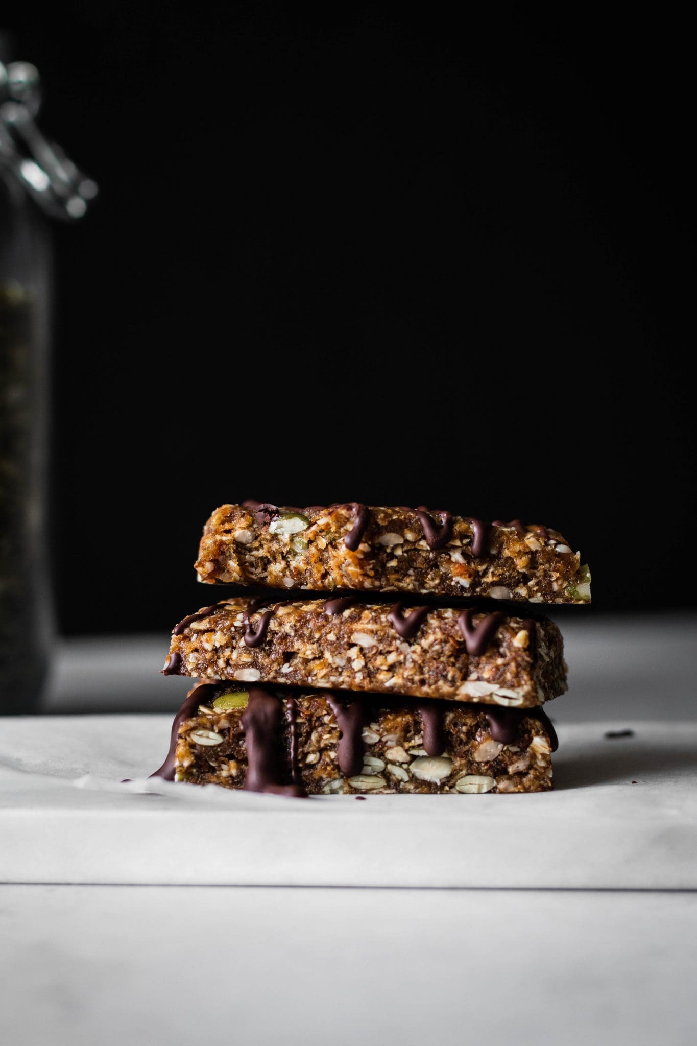 no-bake chewy granola bars stacked