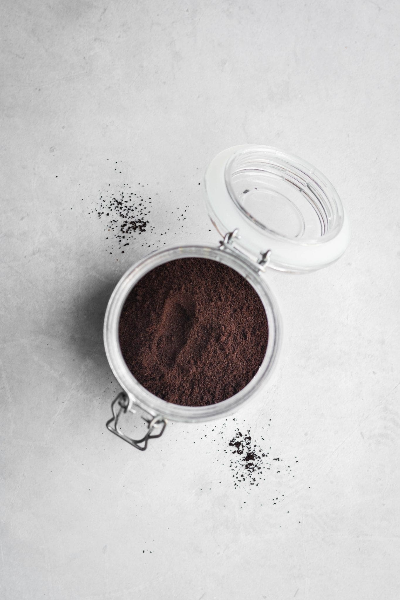 coffee grounds in a jar