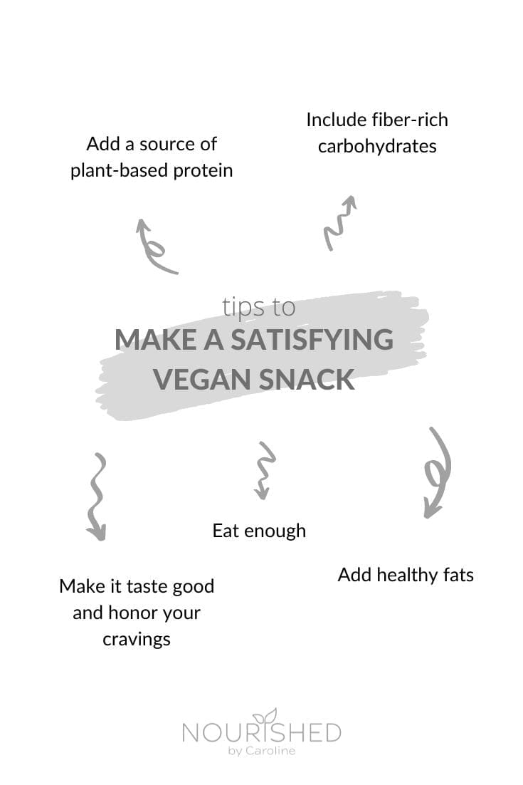 tips to make a satisfying vegan snack infographic