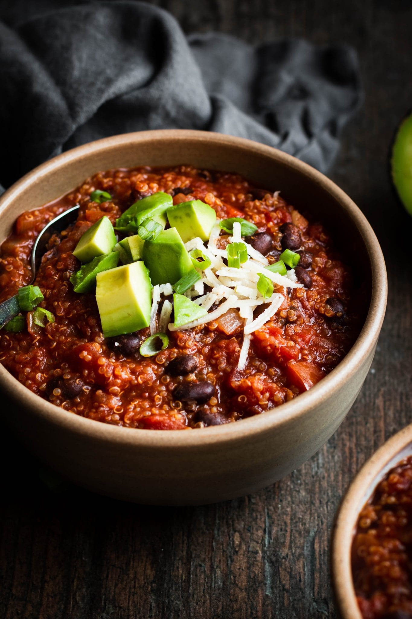 easy black bean chili in a bowl