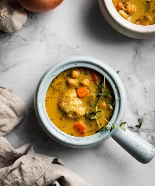 creamy chickpea and dumpling soup