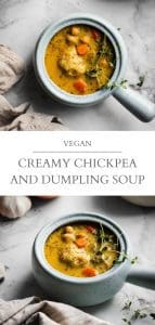 creamy chickpea and dumpling soup pin