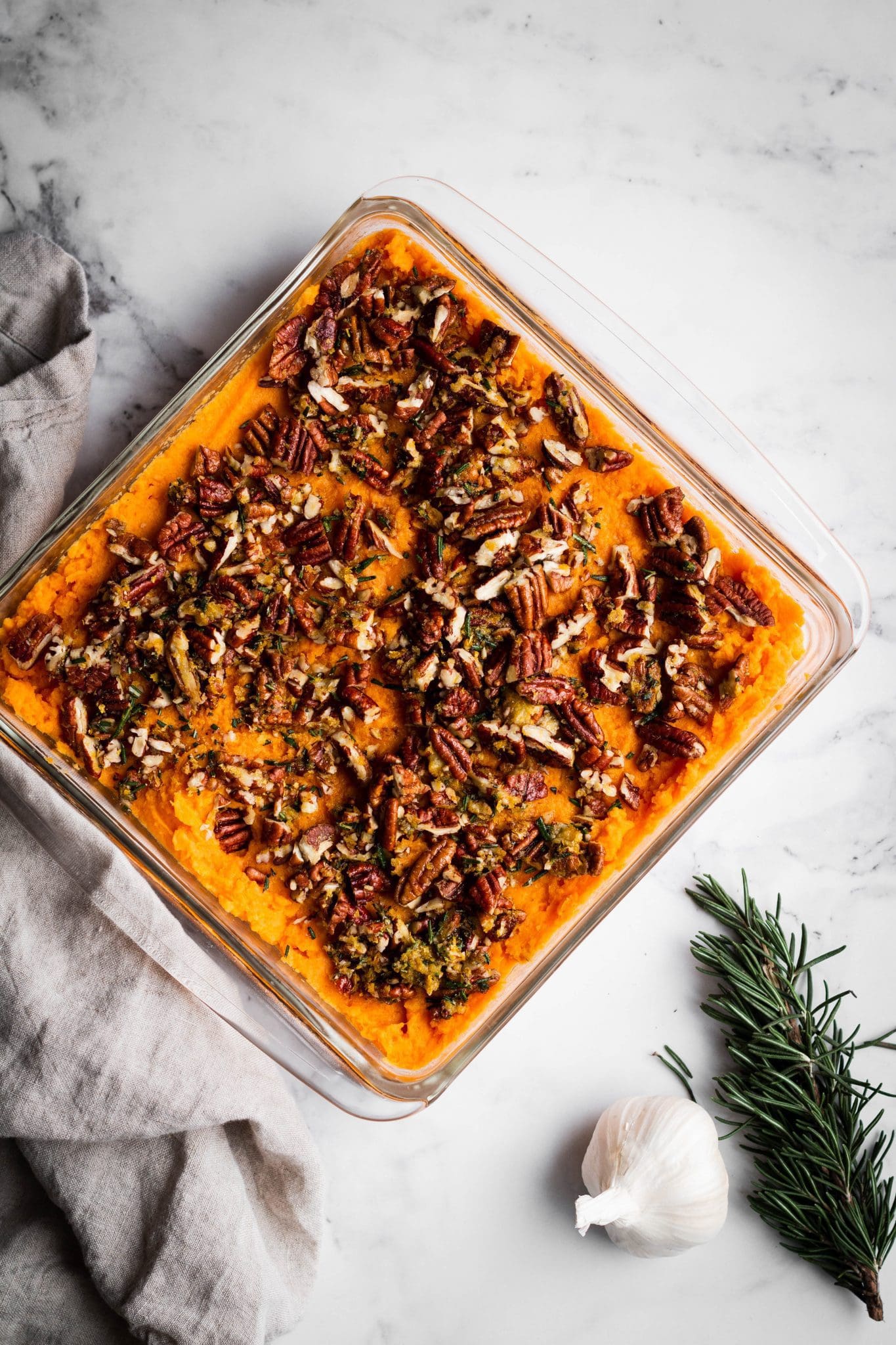 savory sweet potato casserole from the top