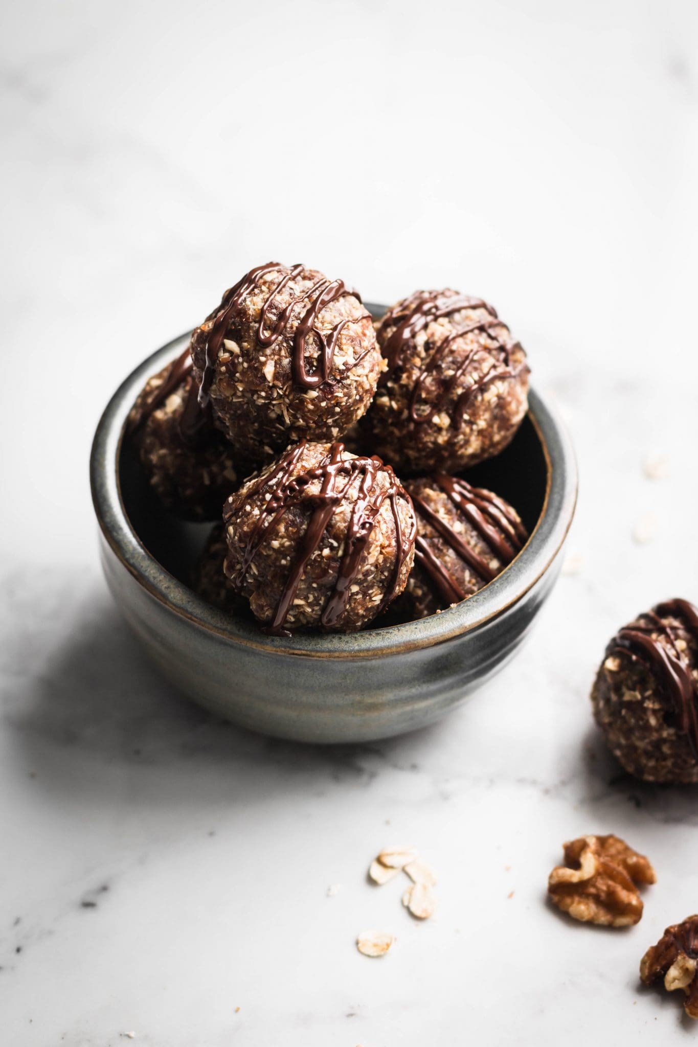 walnut date energy bites in a bowl