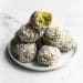 matcha coconut energy bites on a plate