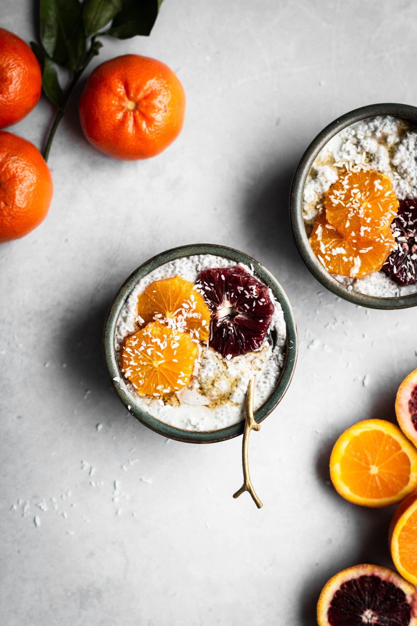 coconut chia pudding in bowls