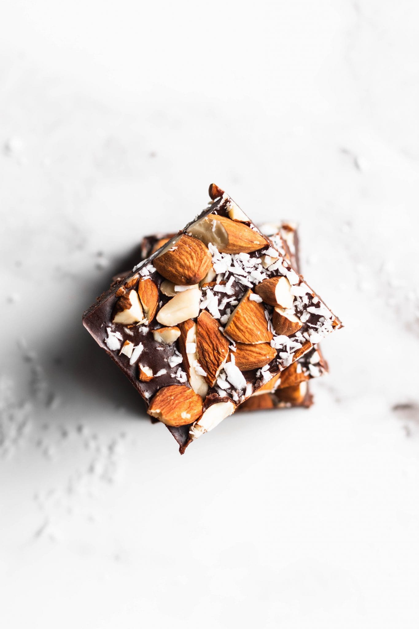 chocolate almond freezer fudge from the top