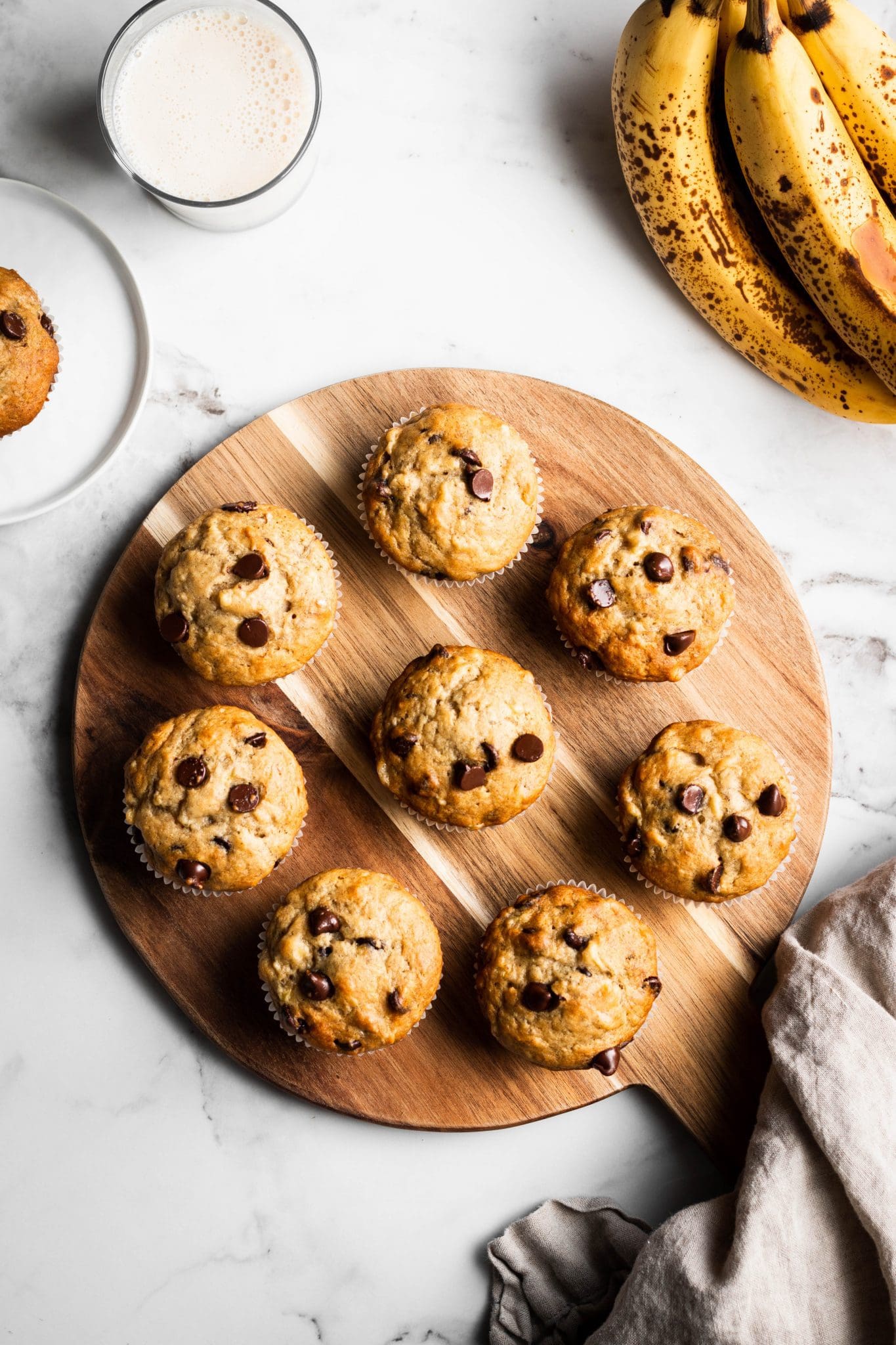 banana muffins on a serving board