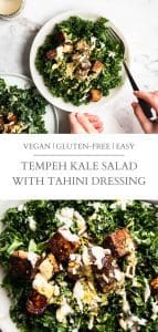 tempeh kale salad with tahini dressing pin