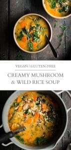 creamy mushroom and wild rice soup pin