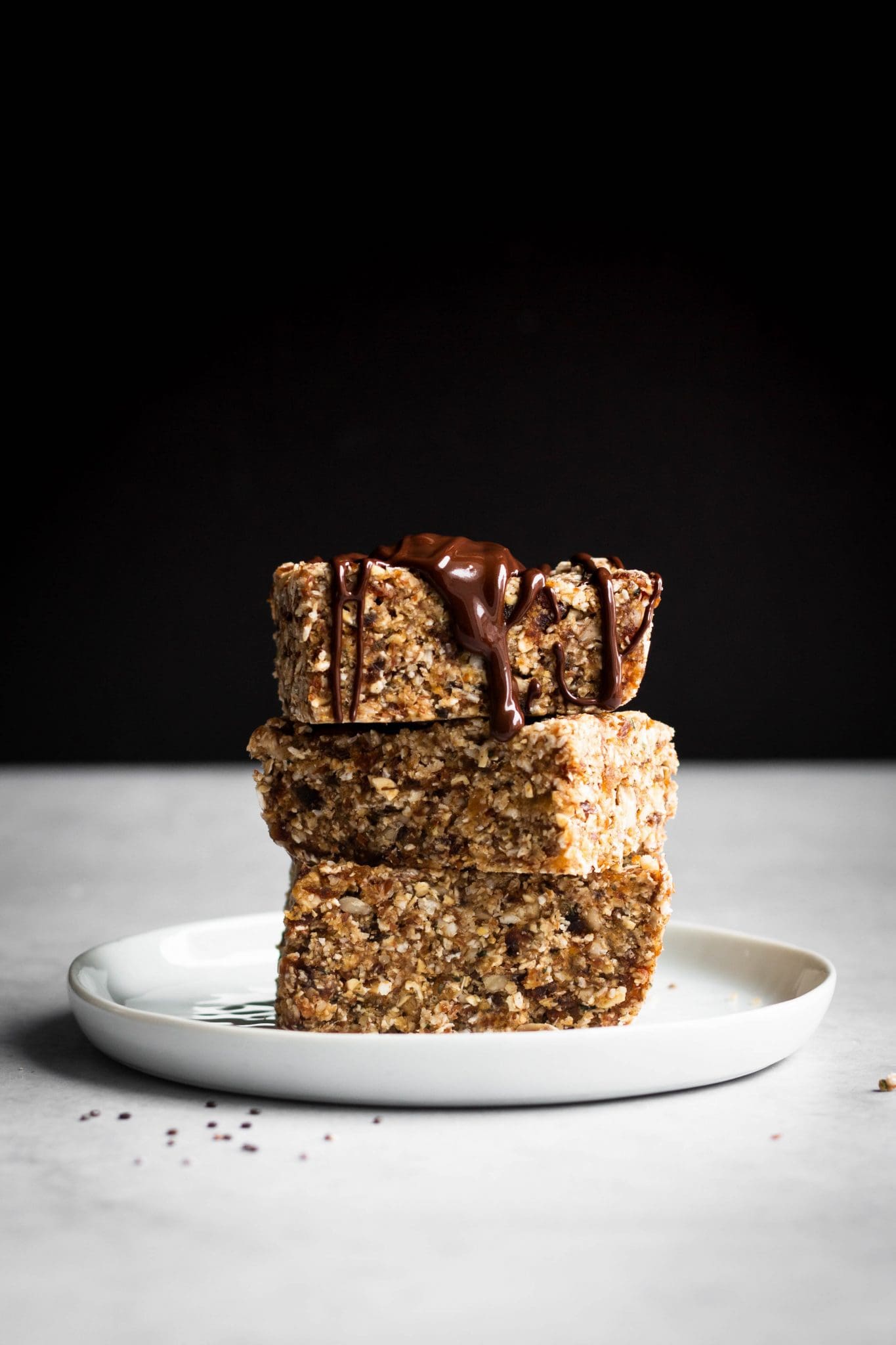 no-bake seedy granola bars stacked