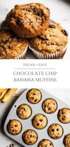 vegan chocolate chip banana muffins pin