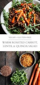 roasted carrot, lentil and quinoa salad pin